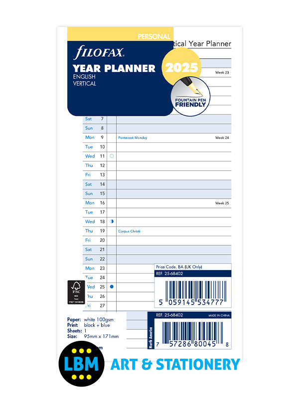 2025 Personal Size Year Planner Vertical layout Diary Refill 2568402