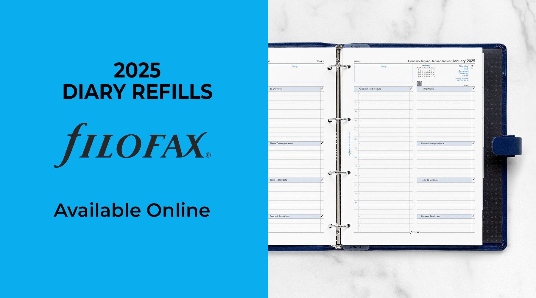 Filofax 2025 Diary Refills - Available to Order Online
