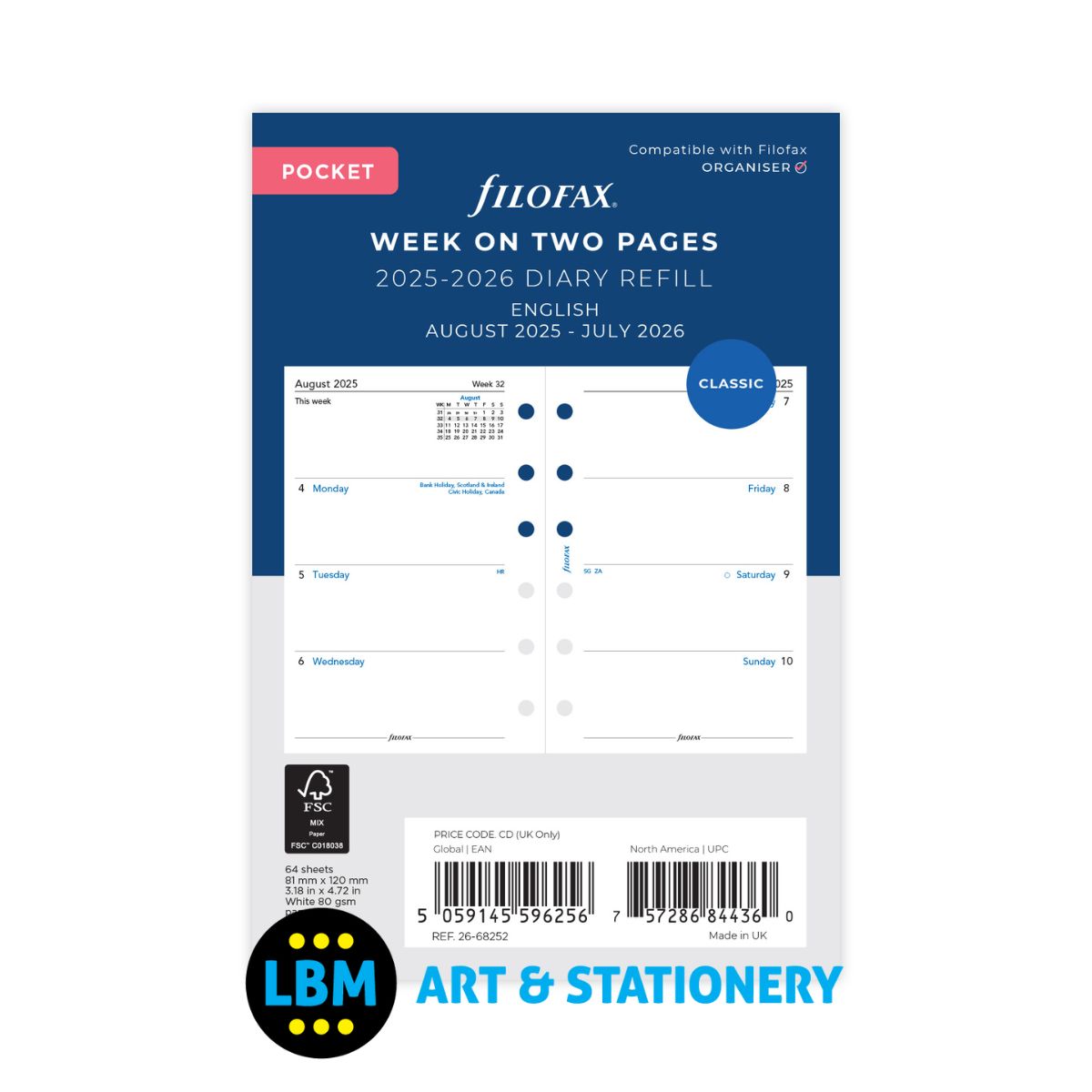 2025-2026 Mid Year Academic Diary Week On Two Pages - Pocket Size - 26-68252