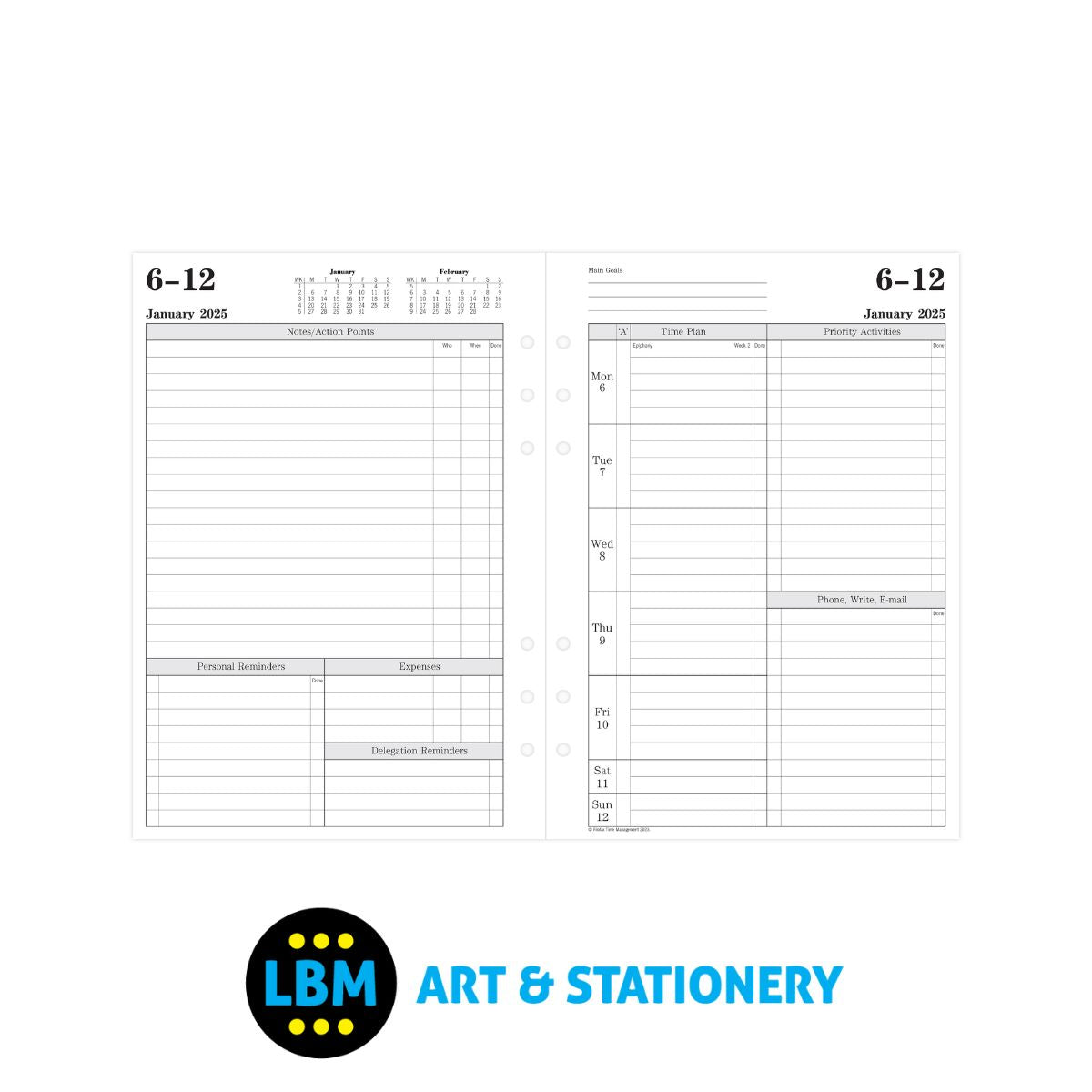 2025 Professional A5 Diary Refill Week On Two Pages Dated Pack 25-TM7051