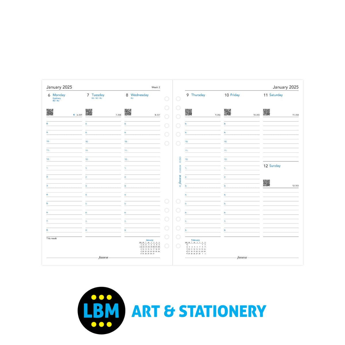 2025 A5 Diary Week On Two Pages Appointment Multi-Fit 25-68521M