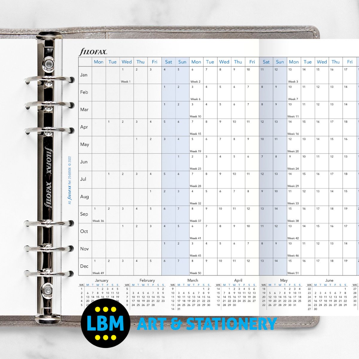 2025 A5 size Year Planner Horizontal Layout Diary Refill 25-68506