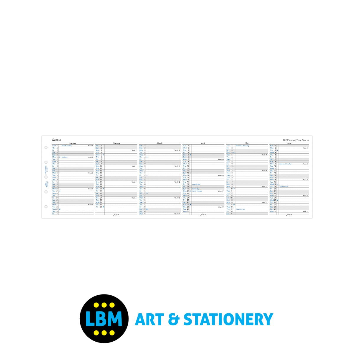 2025 Mini Year Planner Vertical layout Diary Refill 25-68102