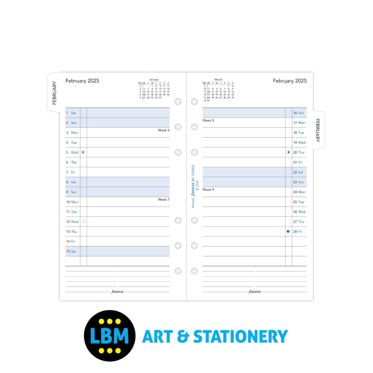 2025 Personal Diary Refill Month On Two Pages with Month Tabs 25-68425