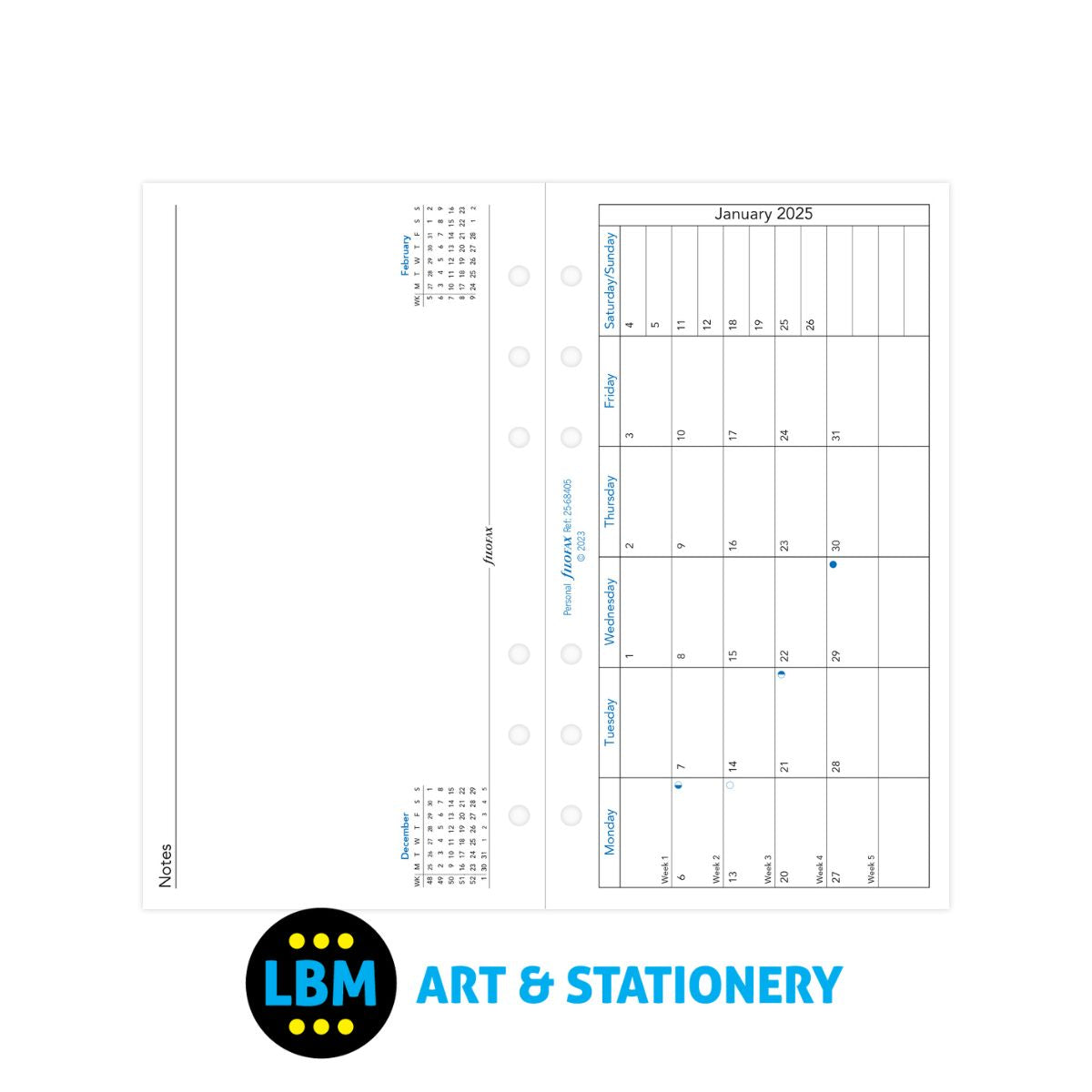 2025 Personal Diary - Month On One Page with Facing Notes 25-68405