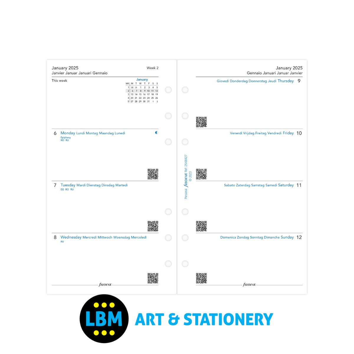 2025 Personal size Diary Week On Two Pages Multi Language 25-68427