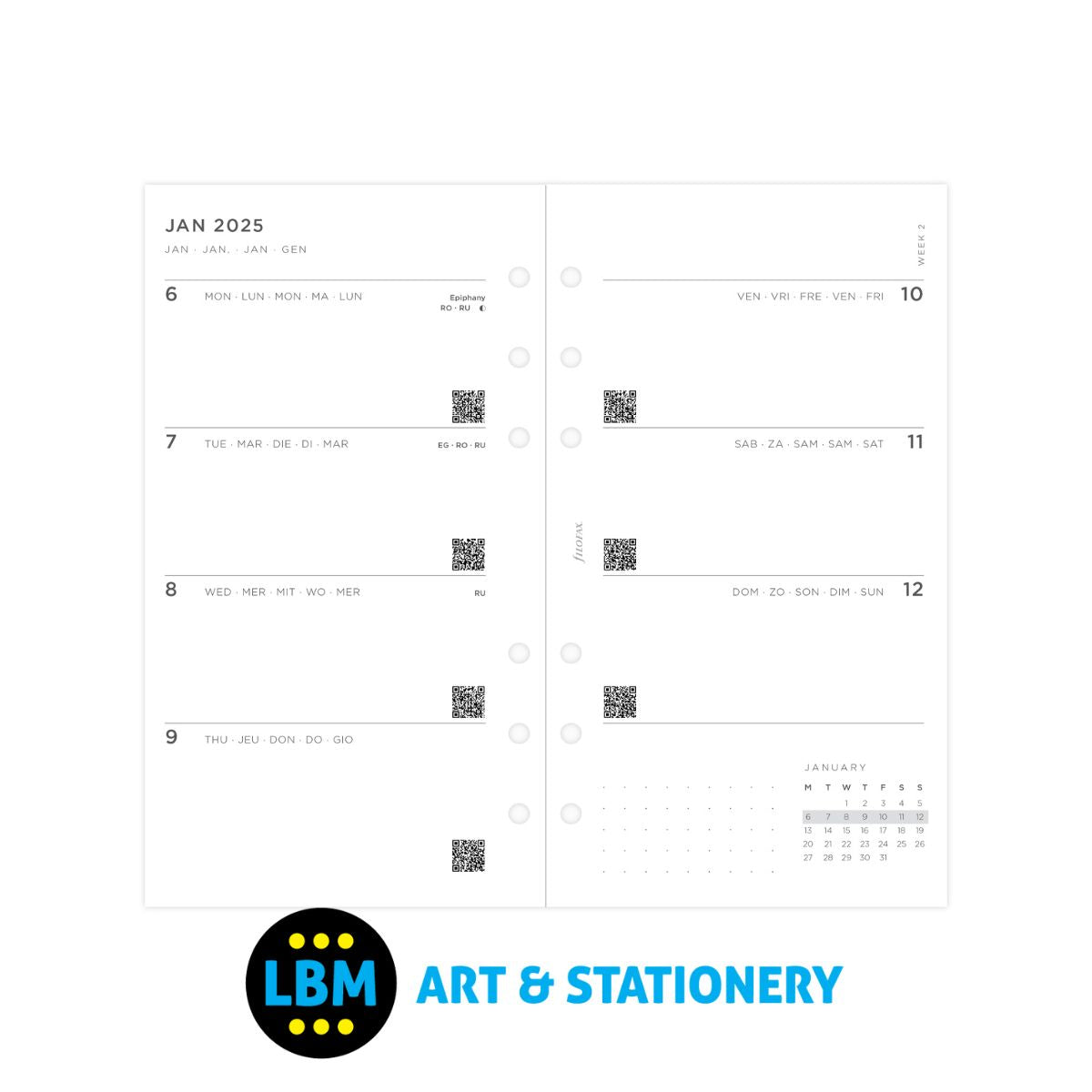 2025 Personal Diary Refill Week On Two Pages Minimal Design Refill 25-68490