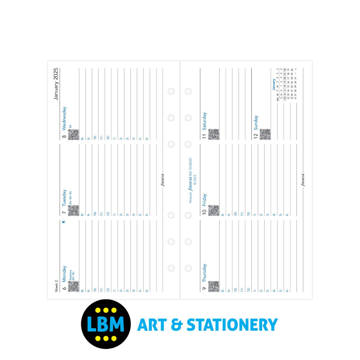 2025 Personal Diary Refill Week On Two Pages Horizontal Layout 25-68420