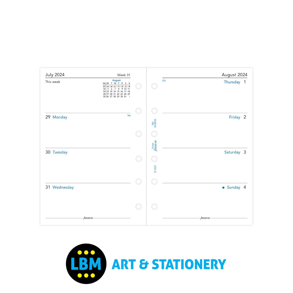 2024 - 2025 Pocket size Mid Year Academic Diary Week On Two Pages Refill 25-68252