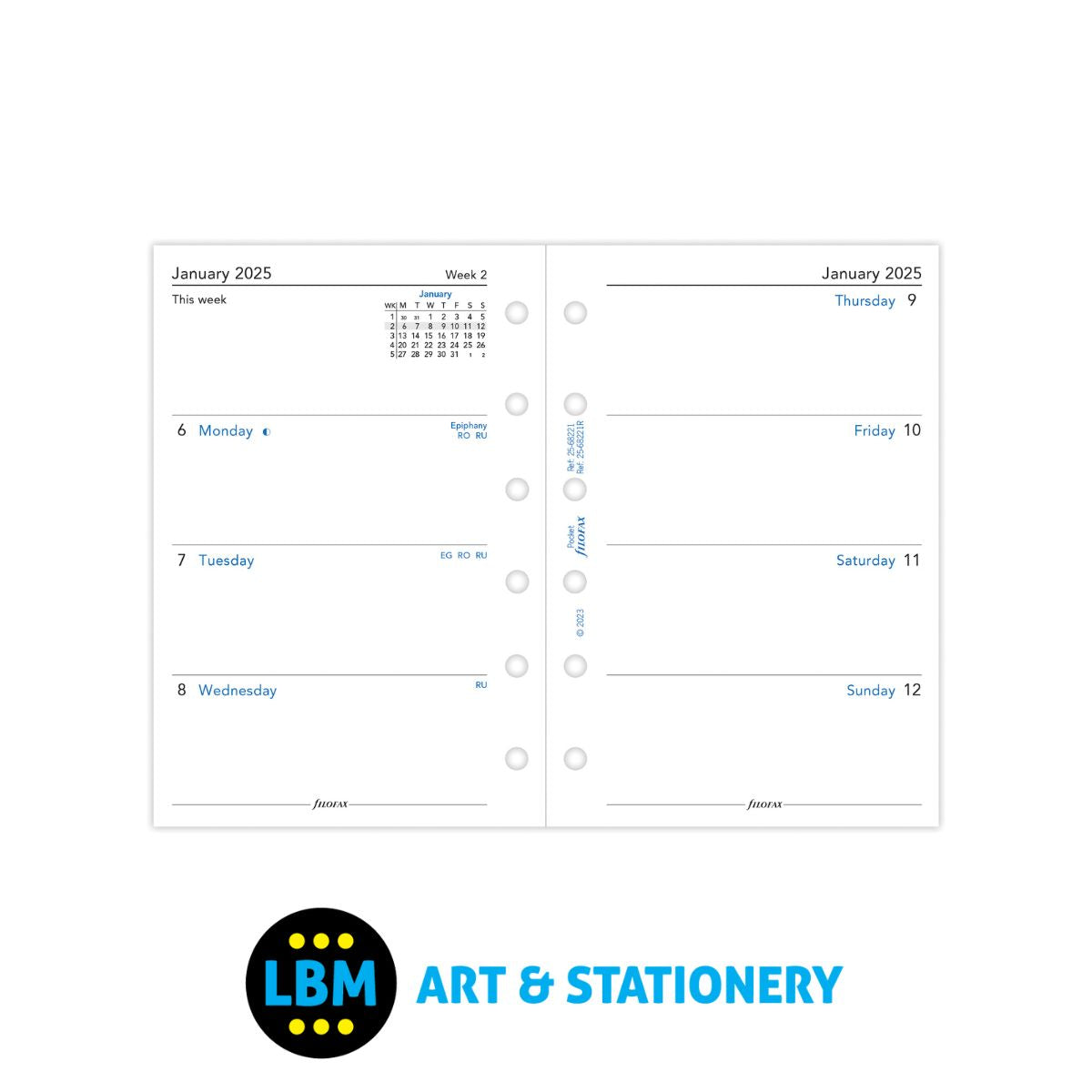 2025 Pocket Diary Refill Week On Two Pages Organiser Insert 25-68221