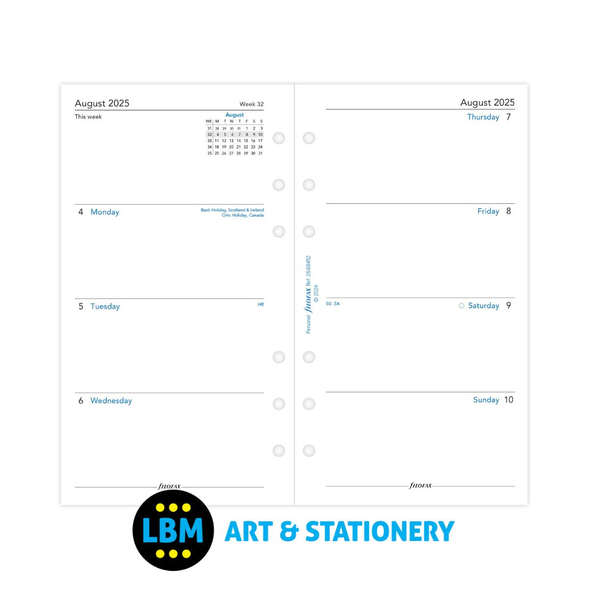 2025-2026 Personal size Mid Year Academic Diary Refill Week On Two Pages 26-68452