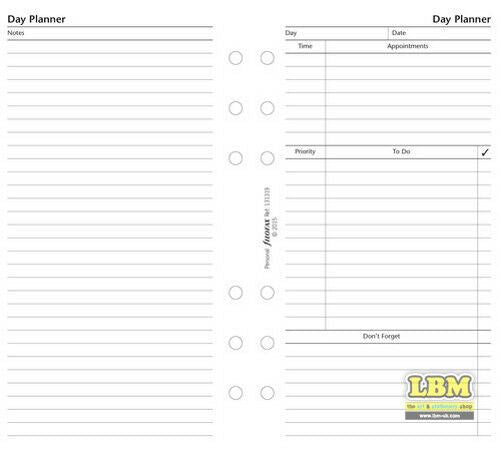 Filofax - Personal size Day Planner Undated Organiser Refill 131319 - LBM Art & Stationery Store