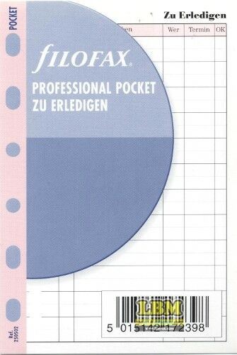 Filofax - Pocket size German Text To Do Refill Insert 250502 - LBM Art & Stationery Store