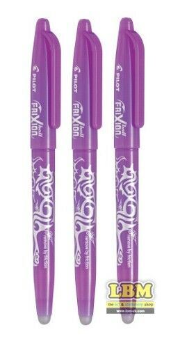 Pilot - 3 x Pilot FriXion BALL 07 Erasable Rollerball PENS PURPLE Ink (BL FR7 PU) - LBM Art & Stationery Store