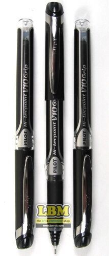 Pilot - 3 x Pilot V10 Grip Hi-Tecpoint Rollerball Pens 1.0mm Tip BLACK Ink BX-GPN-V10-B - LBM Art & Stationery Store