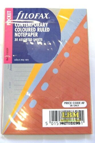 Filofax - Pocket size Contemporary Coloured Ruled Notepaper Insert Refill 210509 - LBM Art & Stationery Store