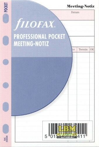 Filofax - Pocket size German Text Meeting Notes Organiser Refill 250504 - LBM Art & Stationery Store