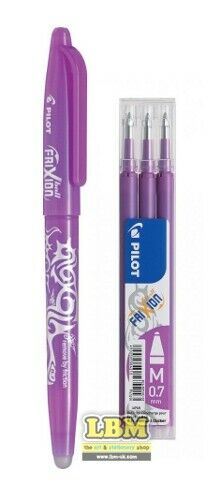 Pilot - Pilot FriXion BALL 07 Erasable Rollerball Pen PURPLE Ink + Refill Pack - LBM Art & Stationery Store