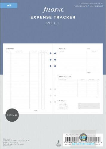 Filofax - A5 size Expense Tracker Organiser Minimal Design Refill 132851 - LBM Art & Stationery Store