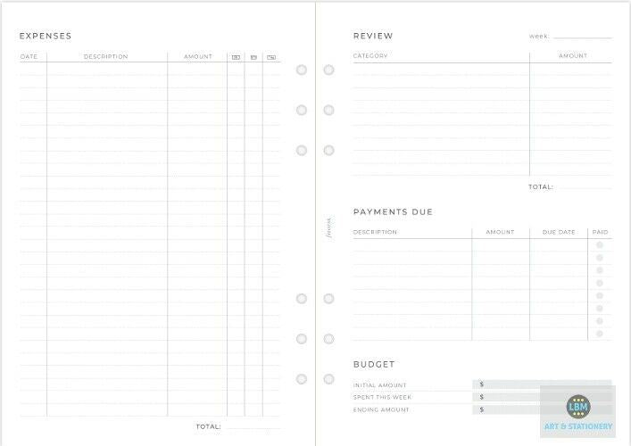 Filofax - A5 size Expense Tracker Organiser Minimal Design Refill 132851 - LBM Art & Stationery Store