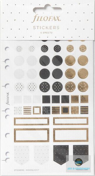 Filofax - Moonlight Assorted Stickers Personal A5 Multifit Refill 132825 - LBM Art & Stationery Store