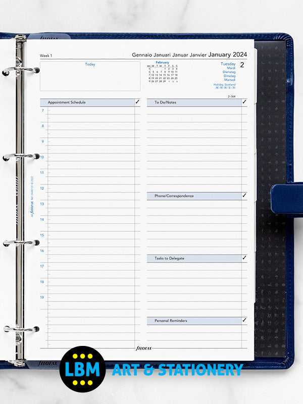 Filofax - 2024 A4 Diary Refill One Day On A Page Business Format 24-68719 - LBM Art & Stationery Store