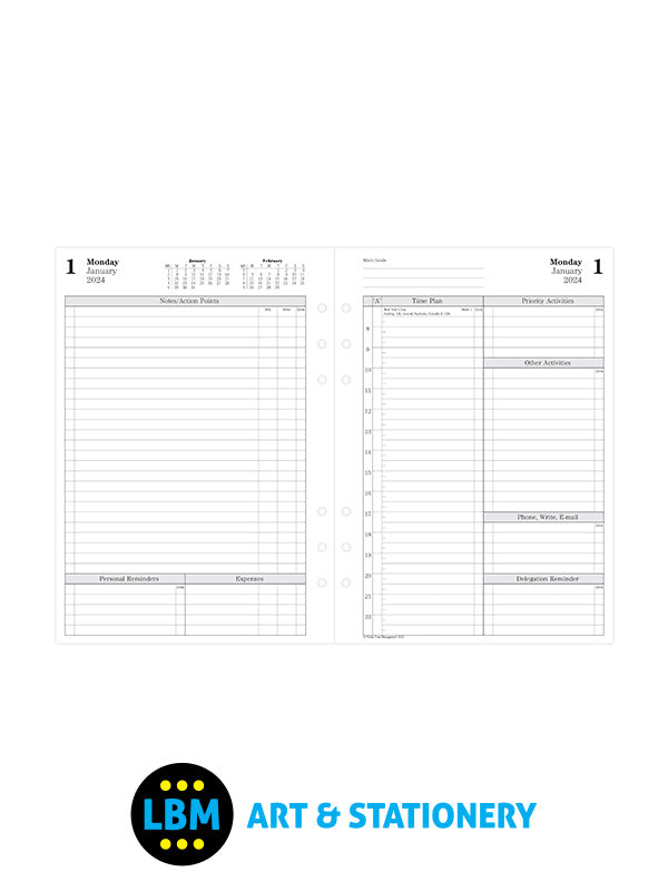 2024 A5 Diary Refill Professional Two Pages Per Day Dated Pack 24-TM7031
