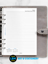 2024 A5 Diary Refill Week On One Page with Lined Notes 24-68509