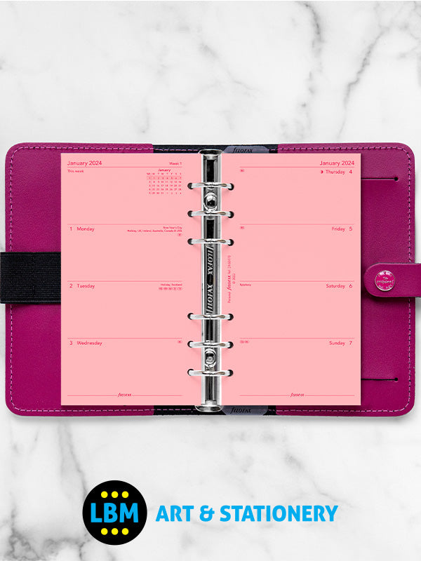 2024 Personal Diary Refill Week On Two Pages Pink Insert 24-68478
