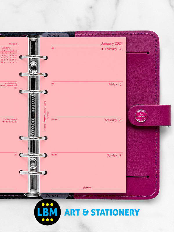 Filofax - 2024 Personal Diary Refill Week On Two Pages Pink Insert 24-68478 - LBM Art & Stationery Store