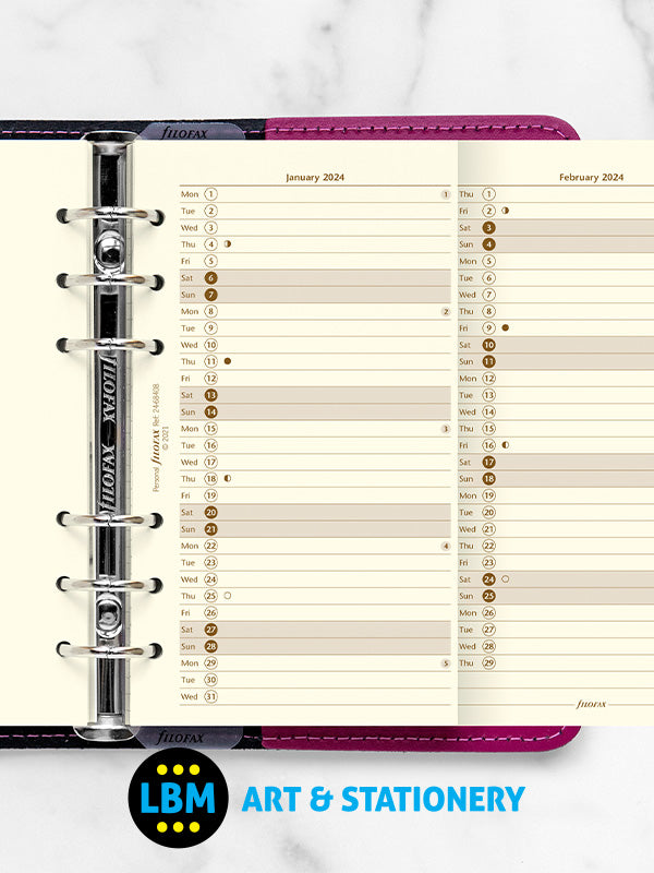 2024 Personal size Year Planner Vertical Layout Cotton Cream 24-68408