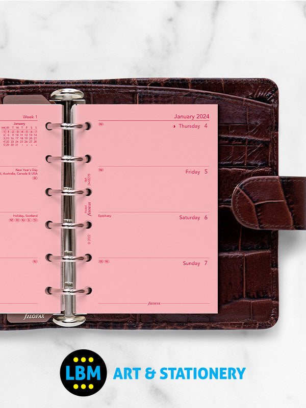 2024 Pocket Diary Refill Week On Two Pages Pink Organiser 24-68278