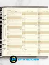2025 A5 size Year Planner Vertical Layout Cotton Cream 25-68508