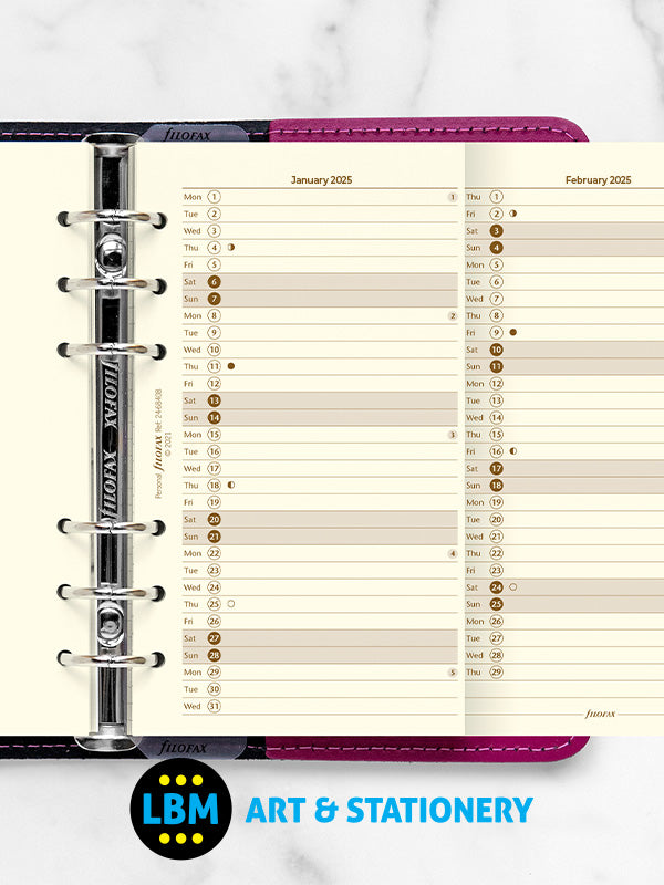 Filofax 2025 Personal size Year Planner Vertical Layout Cotton Cream ...