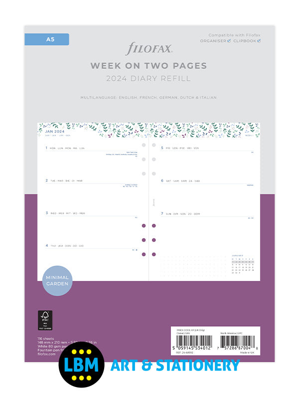 Garden 2024 A5 Diary Week On Two Pages Refill 24-68592