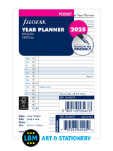 Pocket size Year Planner - Vertical layout Diary Refill - choose year - 68202
