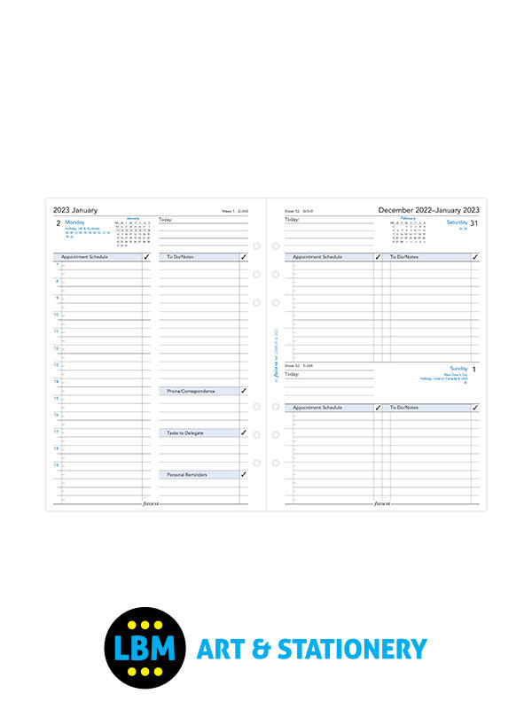 2023 A5 Diary Refill One Day On A Page Business Format 23-68519