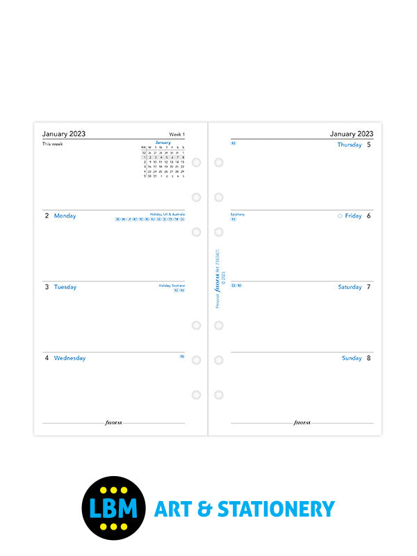 2023 Personal Diary Refill Week On Two Pages Organiser Insert 23-68421