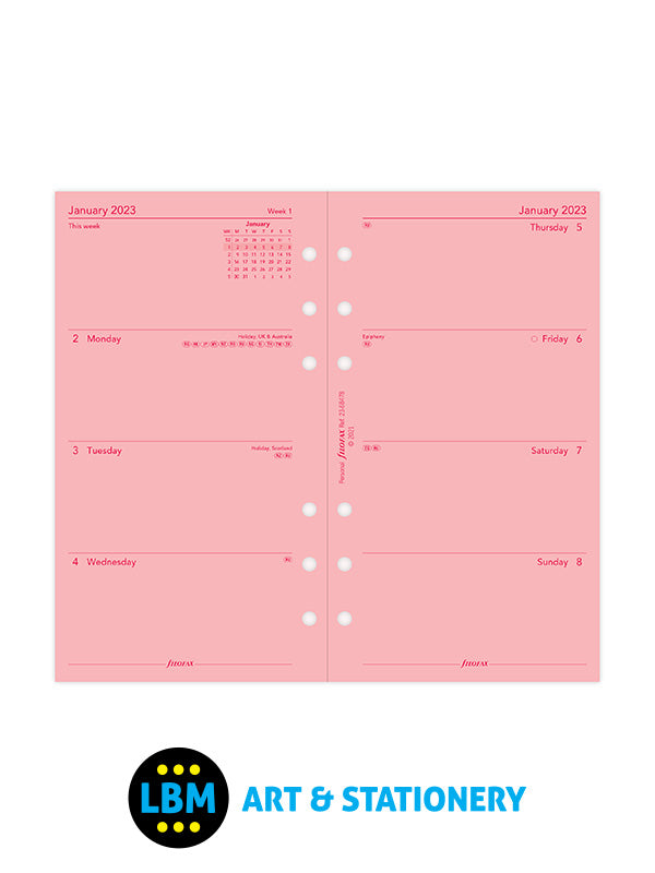 2023 Personal Diary Refill Week On Two Pages Pink Insert 23-68478