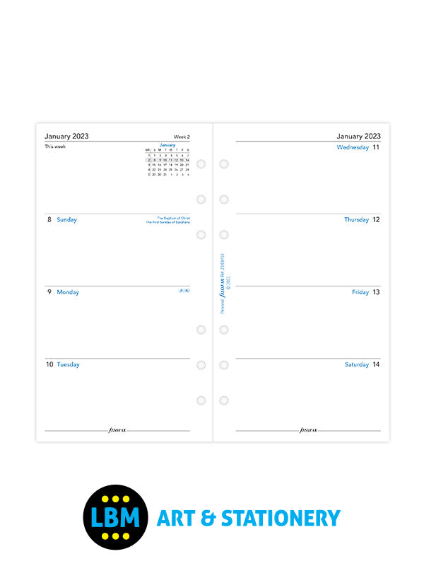 2023 Personal Diary Refill Week On Two Pages Sunday Start 23-68419