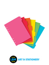 A5 size Bright Coloured Index 6-Part Blank Tab Divider Refill 132618