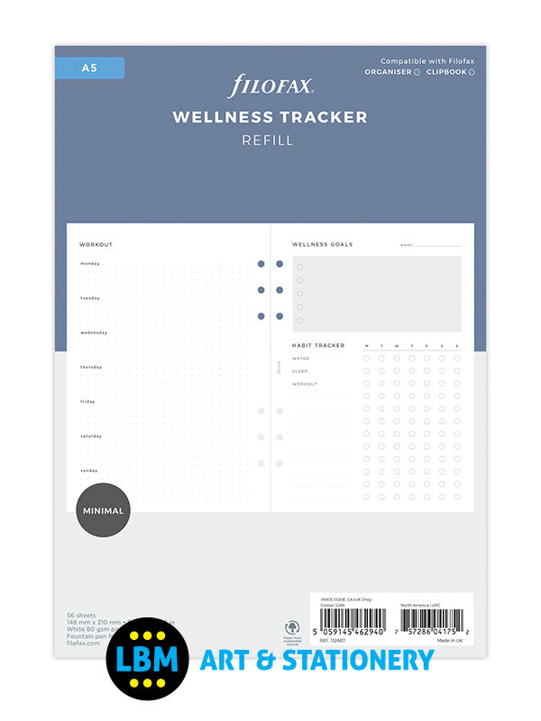 A5 size Wellness Tracker Notepaper Organiser Refill 132687