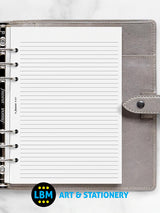 A5 size White Ruled Lined NOTEPAD Notepaper Insert Refill 342210