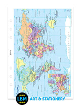 Filofax A5 size World Map Organiser Refill 341904 - LBM Art & Stationery Store