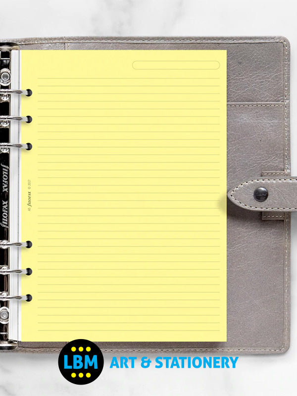 Filofax A5 size Yellow Ruled Lined Notepaper Organiser Refill 343010 - LBM Art & Stationery Store