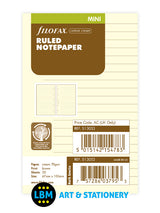 Filofax Mini size Cotton Cream Ruled Lined Notepaper Organiser Refill 513053 - LBM Art & Stationery Store