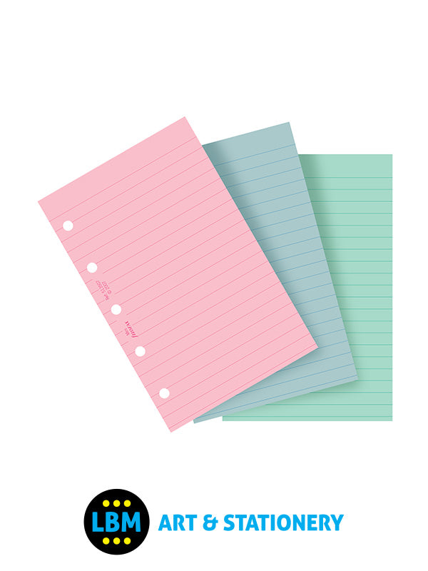 Filofax - Fashion Coloured Ruled Lined Notepaper Refill Insert Mini size 513507 - LBM Art & Stationery Store