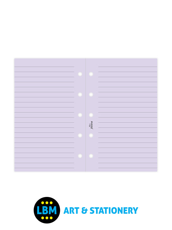 Filofax - Mini size Lavender Ruled Notepaper Organiser Refill 513015 - LBM Art & Stationery Store