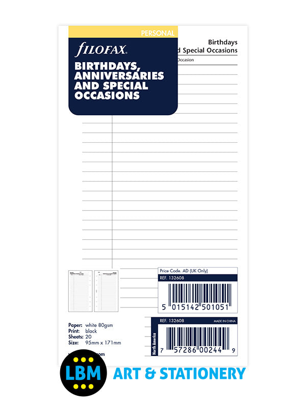 Personal size Birthdays Anniversaries & Special Occasions Refill 132608