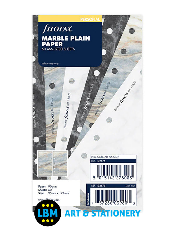 Personal size Marble Plain Paper Assorted Colours Insert Refill 132675